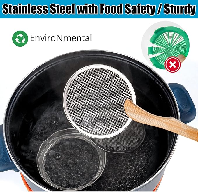 6Pcs Sprouting Screen, Stainless Steel Sprouting Jar Lids, Sprout Kit and Making Organic Sprouts Seeds for Growing Broccoli Sprouts Alfalfa Seed Bean, Sprout Mesh Lids