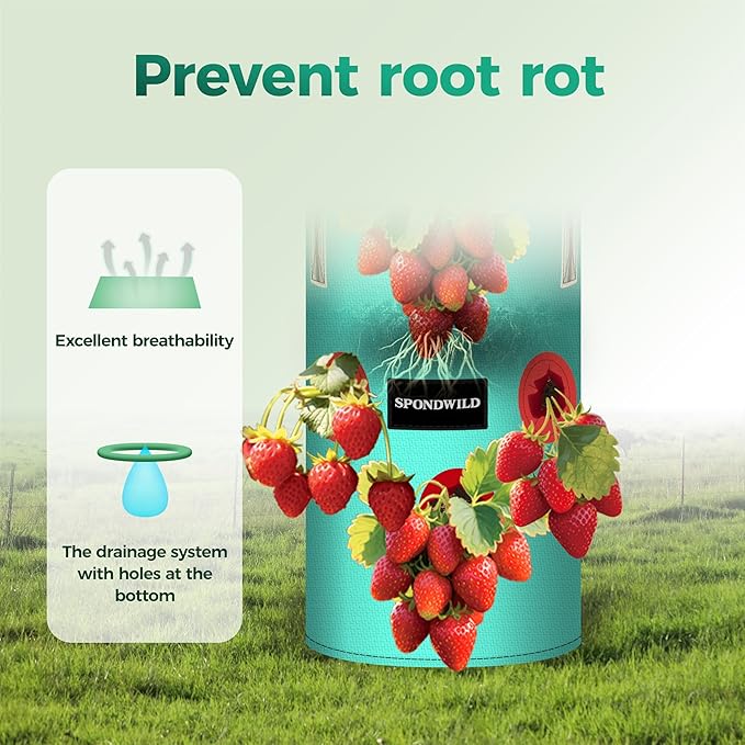 3 Pack Hanging Strawberry Planter Bags, 1 Gallon Hanging Grow Bags with Bottom Planting Hole, Thickened PE Strawberry Pot for Vegetables Herbs Tomatoes