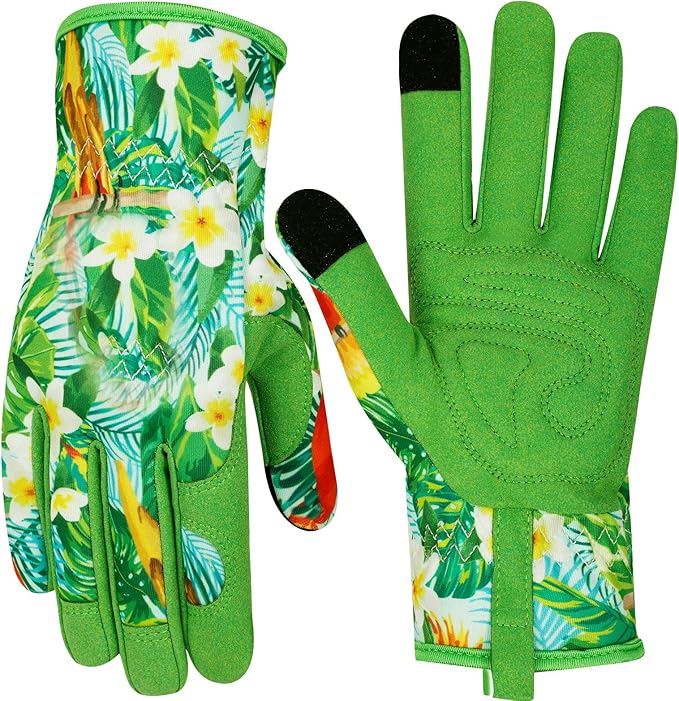 Leather Gardening Gloves for Women Thorn Proof Garden Gloves Touch Screen Working Gloves Gifts,M