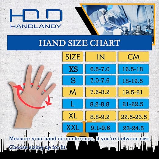 HANDLANDY Work Gloves Mens & Women, Utility Safety Mechanic Working Gloves Touch Screen, Flexible Breathable Yard Work Gloves (Large, Grey&Yellow)
