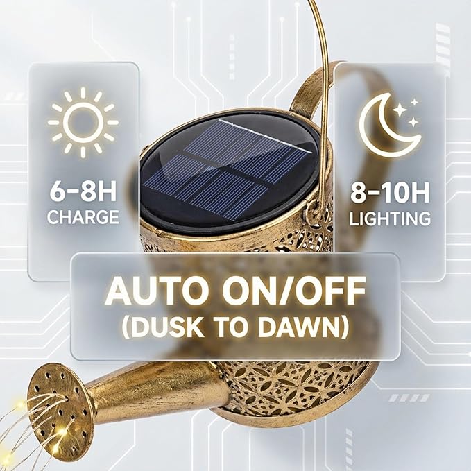 Fairy Solar Lights Outdoor Waterproof, Upgraded Thickened Stake Metal Garden Decor, Whimsical Watering Can Lantern for Yard Pathway, Fairy Garden Accessories Gifts for Women