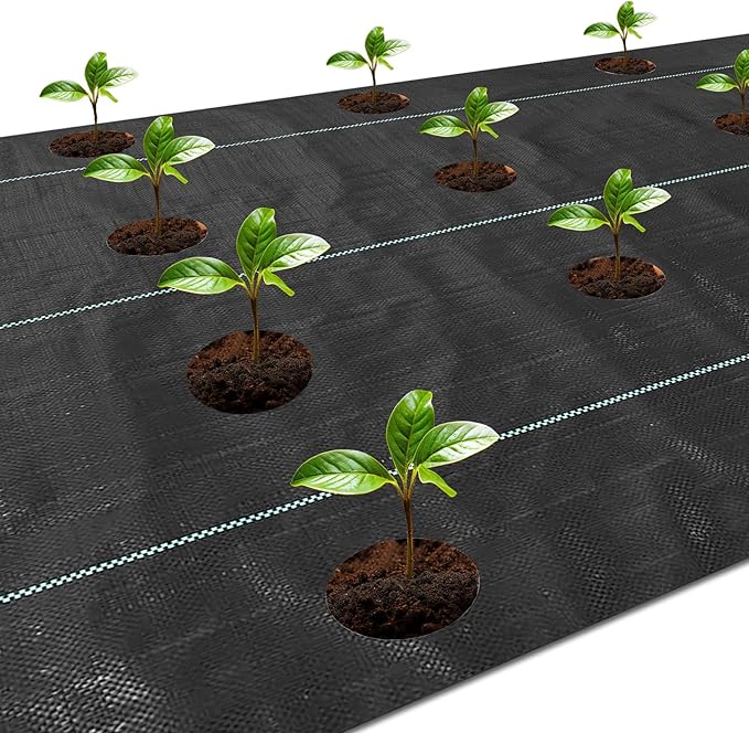 Weed Barrier Landscape Fabric with 3'' Planting Holes,Garden Weed Barrier Fabric 3.3 Ft X 11.8 Ft Heavy Duty Weed Block Gardening Mat Soil Erosion Control and UV Stabilized