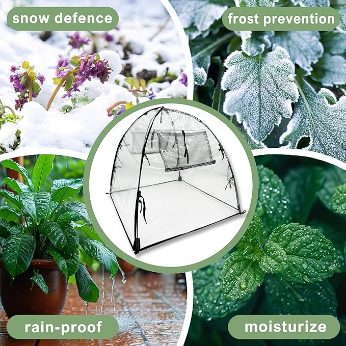 Plant Tent Freeze Protection, Winter Plant Cover Freeze Protection 22" x 22" x 22"Clear Outdoor Garden Frost Cover, Transparent Waterproof Freeze Tent for Outdoors Potted Plants, 1 Pack