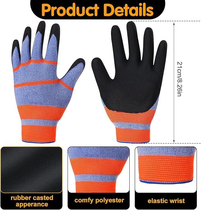 12 Pairs Gardening Gloves for Men Women, Summer Work Thorn Proof Gloves Breathable Latex Coated Outdoor Protective Yard Glove for Weeding, Digging, Raking, and Pruning