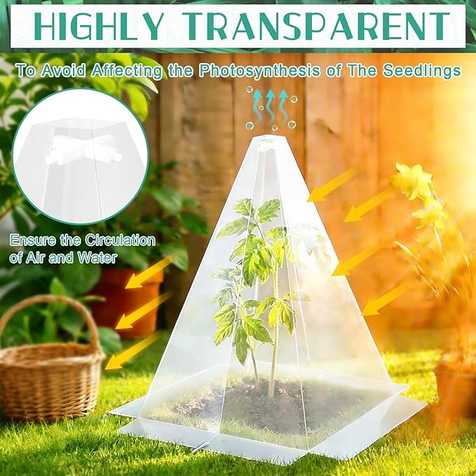 20 Packs 12"x 8" Garden Cloches for Plants,Plant Protectors from Animals,Plant Cages for Outdoor Plants,Plant Covers from Animals,Chicken Wire Cloche with Stakes for Protect Plants,Seedling,Vegetables