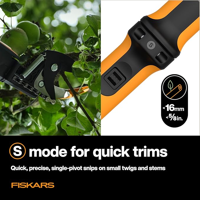 Fiskars DualAction Tree Pruner – Telescoping Tree Pruner with Dual Cutting Modes, Extendable 13 ft Reach, 32 mm (1.25") Cutting Capacity