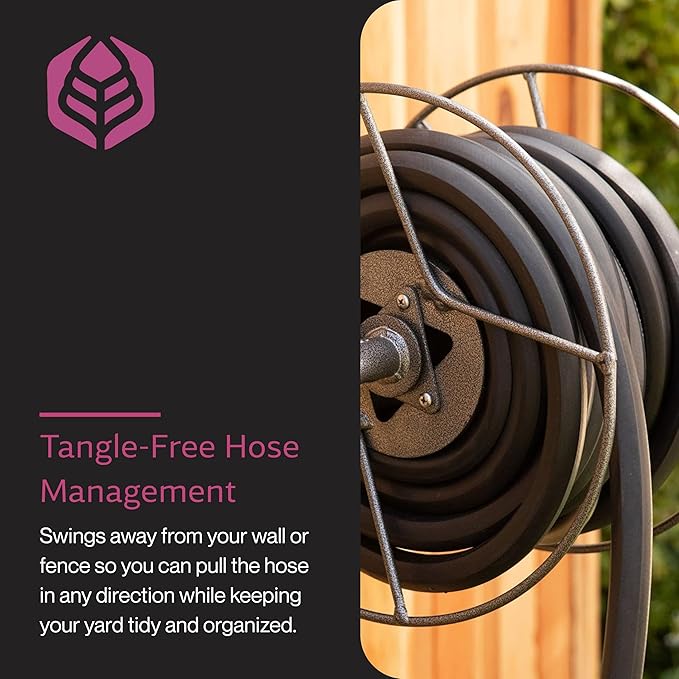 Yard Butler Hose Reel Mounts - Compact and Versatile Garden Hose Holder with Swivel and Mounting Options - Great for Garden Storage, 180 Degree Pivot