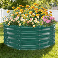 16 Inch Tall Heavy-Duty Round Steel Rised Garden Bed – Wave-Shaped Design Galvanized Metal Planter Box for Vegetables Flowers Succulent at Patio/Garden Outdoor (Green, 40" Diameter X 16" Tall)