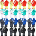 16 Pairs Gardening Gloves for Women Ladies, Breathable Rubber Coated for Yard Garden, Outdoor Indoor Protective Work with Grip, Medium Size, Multicolor