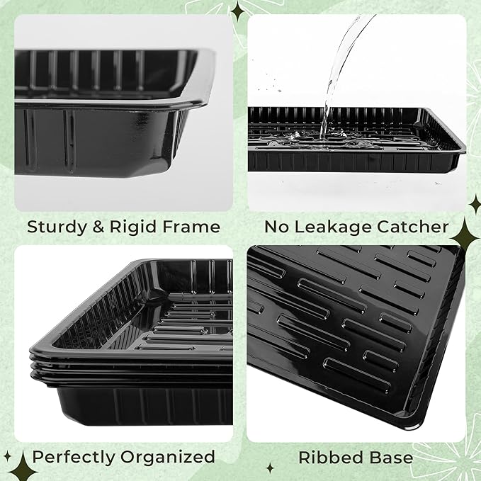 100 Pcs Square Nursery Pots, 5 Pcs Seed Starter Tray, 2.6 inch Nursery Pots with Tray, Plastic Starter Pots for Planting Seeds, Reusable Seed Starting Pots with Drainage Holes (Kraft Paper)