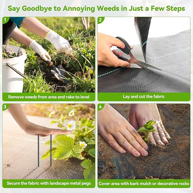 3ftx300ft Weed Barrier Fabric 3.2oz Landscape Fabric Heavy Duty, Woven Weed Control Cloth, Woven Weed Fabric for Underlayment, Gardening Ground, Commercial Driveway Weed Block Cover Mat