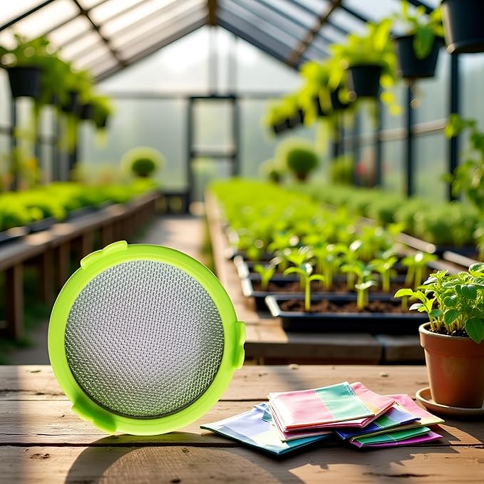 Green Mason Jar Sprouting Lid - Alfalfa & Mung Bean Sprouts, Stainless Steel Screen, Microgreens Growing Kit, Broccoli Seeds Canning, 3.94"L x 3.94"W
