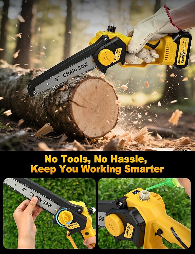 8" Pole Saw Cordless + 20" Pole Hedge Trimmer 4-in-1, Electric Mini Chainsaw/Hedge Trimmer with Extension Pole, 15Ft Max Reach for Tree Trimming and Shrubs Pruning, 2×3.0Ah Battery