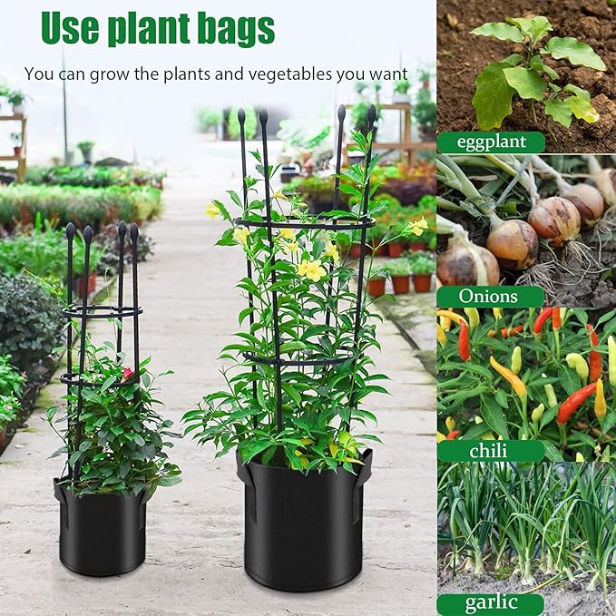 10 Pack Grow Bags 7 Gallon Heavy Duty Thickened Non-Woven Grow Bag with Handles Plant Grow Bags Planting Bags Plant Bags