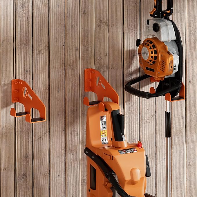 Chainsaw Hanger Wall Mount - Heavy Duty Chainsaw Holder for Garage Organization, Storage Shed Organizer, Chainsaw Rack with Protective Pad, Garage Tools, 3 Pack(Orange)