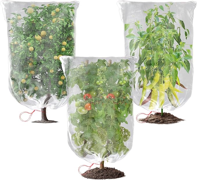 Sukh Bird Netting for Garden Protection – 3 Pack 2.3 x 3.3 FT Blueberry Bush Netting Covers with Drawstring Pest Barrier Plant Net for Fruit Trees, Tomato, Strawberry from Birds, Chicken & Cicadas