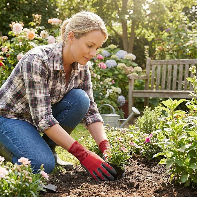 Aegend Gardening Gloves-Enhanced Non-Slip Grip Pattern,Thickened Recyclable TPE Coating-Breathable,Thorn-Resistant Work Glove