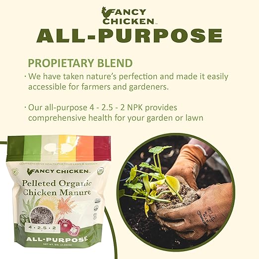 All-Purpose Manure - 5lbs Pelleted Dried Organic Chicken Manure | All-Natural Plant Food | Ideal for Vegetables Plants Fruits Trees Lawn Gardening & Farming | USDA Organic