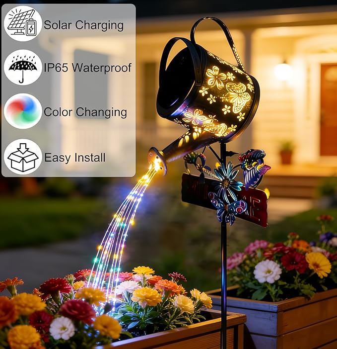 Solar Watering Can Lights, Solar Garden Lights Flower Bed Decor, IP65 Waterproof Outdoor Garden Decor, Garden Gifts for Women Mom Grandma