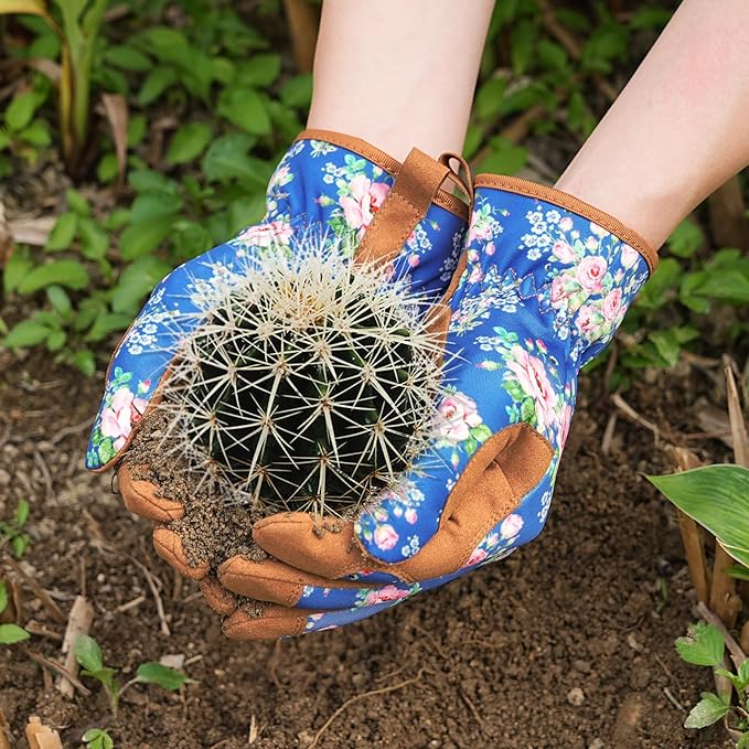 Trifabricy Gardening Gloves for Women, Breathable Leather Garden Gloves with Grip, Thorn-Proof Puncture-Resistant Work Gloves