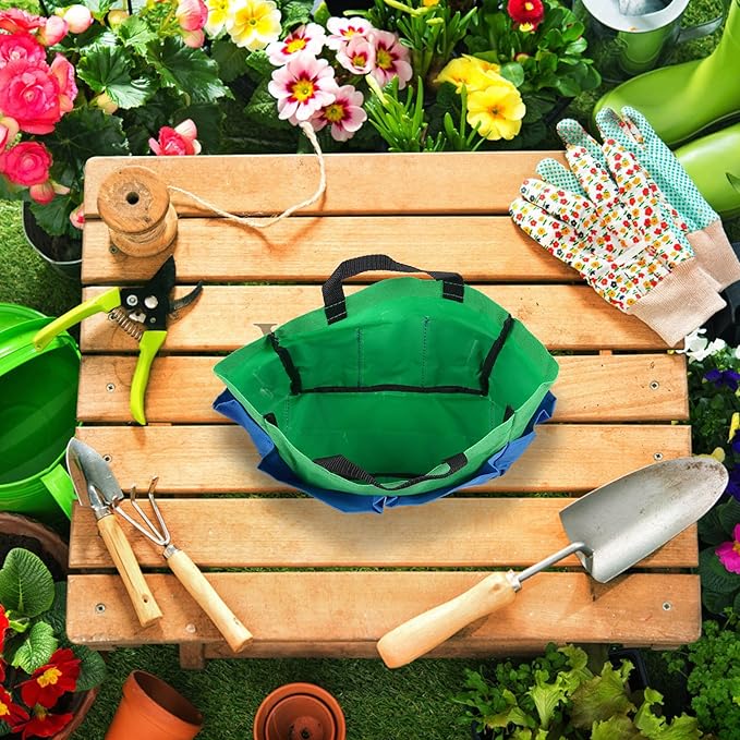 FOMIYES Garden Tool Storage Bag Oxford Waterproof Portable Gardening Tools Pouch Multifunctional Organizer Tote for Outdoor Gardeners Random Color