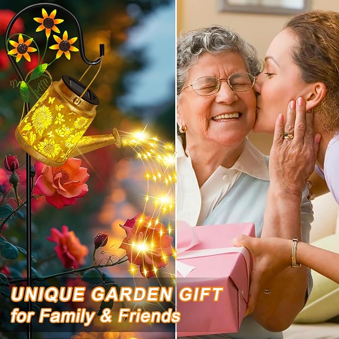 ostritec Mothers Day Gifts, Solar Lanterns Garden Decor Sunflower Lights, Large Hanging Lantern with Shepherd Hook, Waterproof Outdoor Decor for Landscape Pathway Yard, Gifts for Mom Women