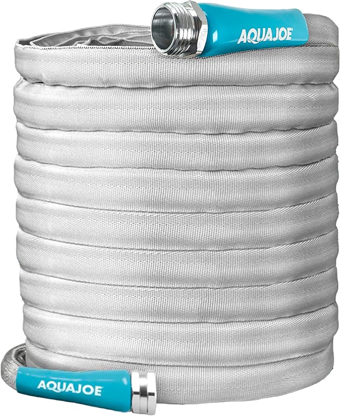 Aqua Joe AJFJH100-PRX Xtreme Fiberjacket Garden Hose, 100-Foot, Metal Fittings