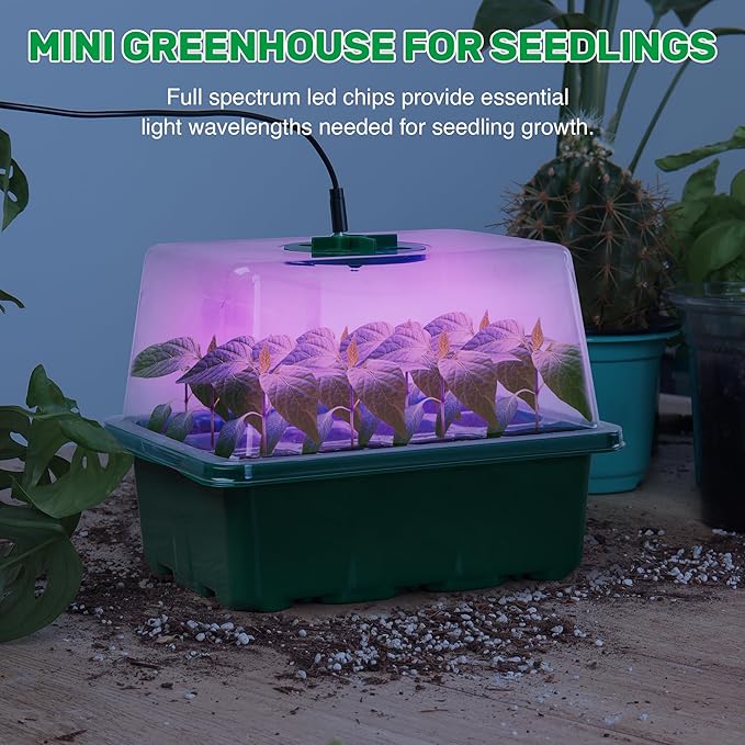 The Bundle of Bonviee 5 Packs Seed Starter Tray with Grow Light and 5 Packs Seed Starter Kit