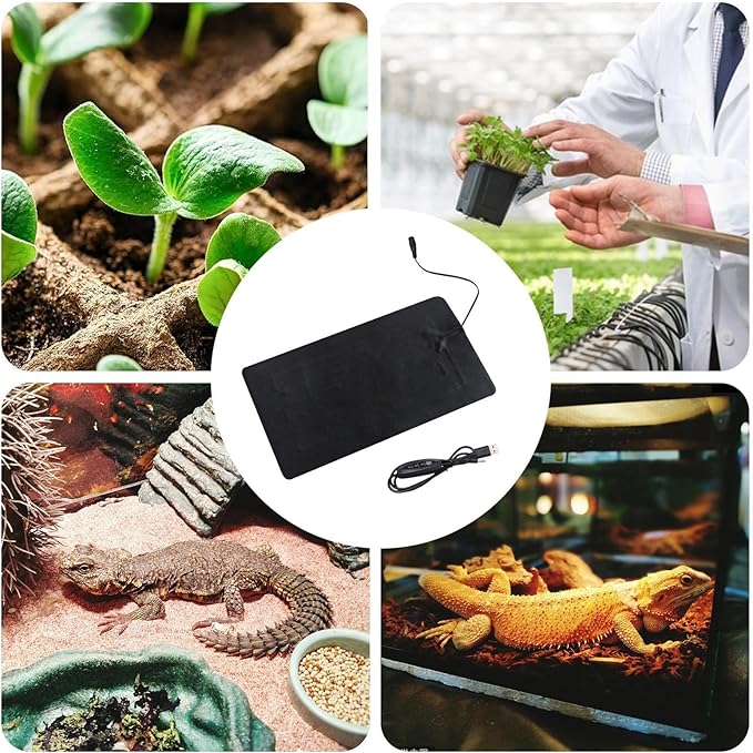 Seedling Heat Mat - PVC Leather Plants Heat Mat, Waterproof 8.5W Plant Heating Pad | 45℃-50℃ USB Warm Hydroponics Heating Pad, 3 Adjustable Temp Settings Plant Starter Heat Mat for Indoor Plants