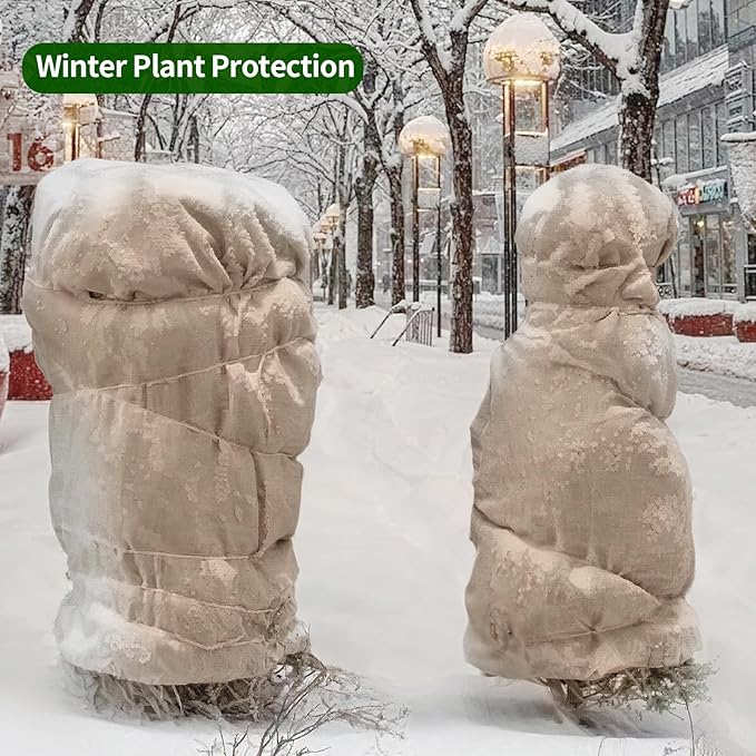 Agfabric Natural Burlap Fabric Roll,48 inch X 50 Feet Tree Wraps for Winter,Burlap Plant Covers for Trees and Shrubs Winter Protection,Garden Fabric