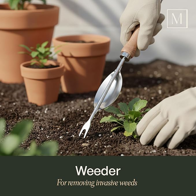 Mayne Essential Garden Hand Tools Set, Gardening Tools Kit with Shovel, Weeding Tool, Cultivator, Transplanter and Trowel, Perfect Gardening Gifts for Women and Beginners