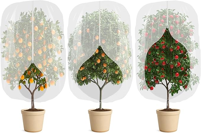 3pcs Garden Fruit Tree Netting with Zipper and Drawstring,3.94*4.92 Ft Bird Insect Mesh Net Cover for Garden Fruit Trees,Blueberry Tomato Strawberry and Plants Protection from Insect Squirrels Birds