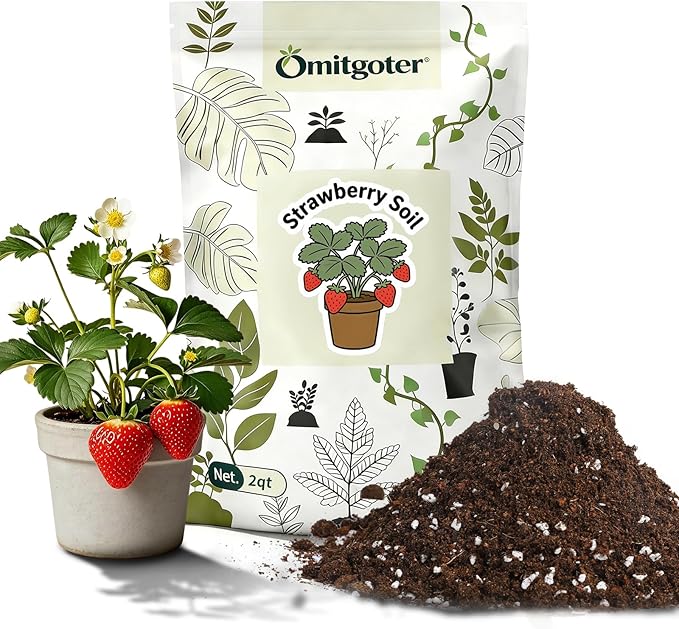 All-Natural Strawberry Soil & Potting Mix 1qt - Premium Potting Soil for All-Stage Strawberry Growth
