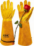 Long Cowhide Gardening Gloves for Women Men, Thorn Proof Garden Gloves for Rose Pruning, Cactus Heavy Duty Gauntlet