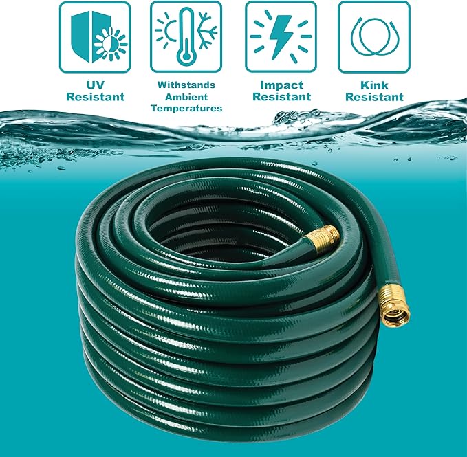 Gilmour Flexogen 3/4 in x 75 ft Garden Hose, Heavy Duty Water Hose, Flexible and Kink Resistant Outdoor Hose, Green