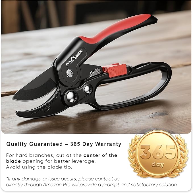FLORA GUARD Ratchet Pruning Shears Heavy Duty – 3x Cutting Power Ratcheting Garden Pruners, Garden Clippers for Tree Branch & Gardening with Ergonomic Grip