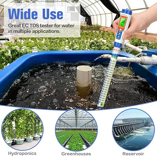 Truncheon Nutrient Meter for Hydroponic Digital Conductivity Tester for Water EC and TDS Meter with EC CF 500ppm 700ppm for Indoor Plant Grow Hydro Reservoir Tank Aeroponic Garden