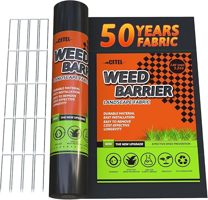 3x200FT Weed Barrier Landscape Fabric Heavy Duty, 3.2oz Durable Geotextile Fabric, Block Gardening Ground Cover Weed Mat, Weed Control Garden Cloth for Landscaping, French Drains, Yard Driveway…