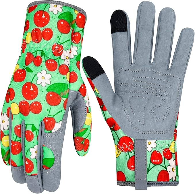 Leather Gardening Gloves for Women Thorn Proof Garden Gloves Touch Screen Working Gloves Gifts,M