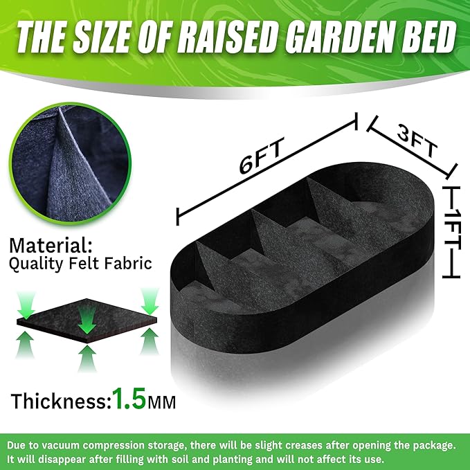 Plant Grow Bags- 6x3x1ft Fabric Raised Garden Beds Outdoor, Breathable & Sturdy Planter Box for Herb, Oval Plant Growing Container Large Raised Flower Bed