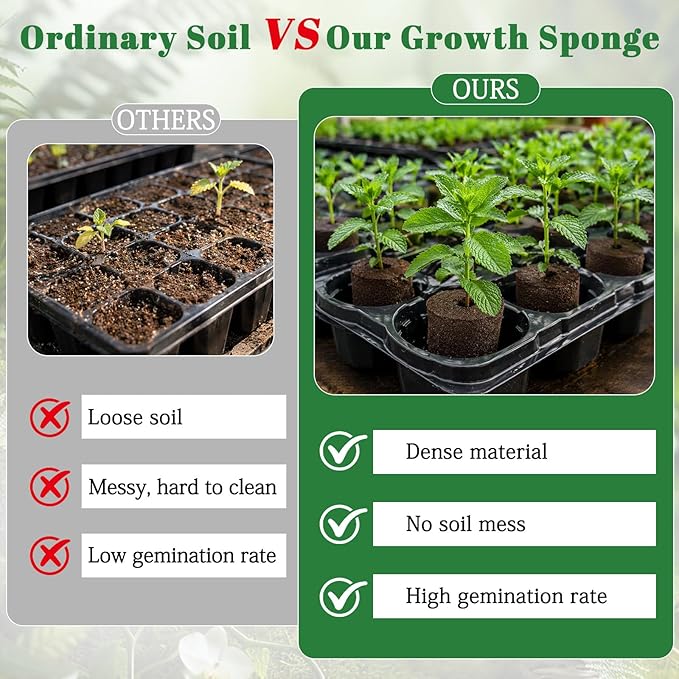 YBB 50 Pcs Hydroponic Growth Sponges, Seed Starter Pods Rapid Rooter Plugs Replacement Compatible with Aerogarden iDOO Hydroponic Garden System with 60 Labels