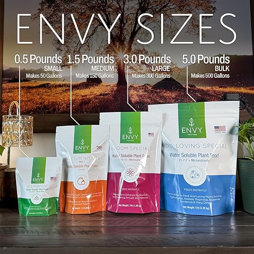 ENVY All-Purpose Plant Fertilizer, 9 Pound (3X 3lb) - Makes 900 Gallons, for Indoor and Outdoor Plants, Pet Safe, Water Soluble, Made in USA