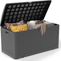 80 Gallon Resin Deck Box, Waterproof Outdoor Storage Bin for Patio, Poolside, and Garden, Lockable & UV-Resistant, Black