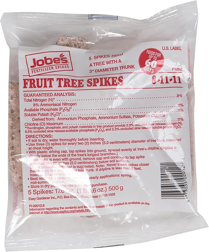 Jobe’s Garden Fertilizer Spikes, Easy Plant Care Slow Release Fertilizer for Fruit and Citrus Plants and Trees, 5 Count