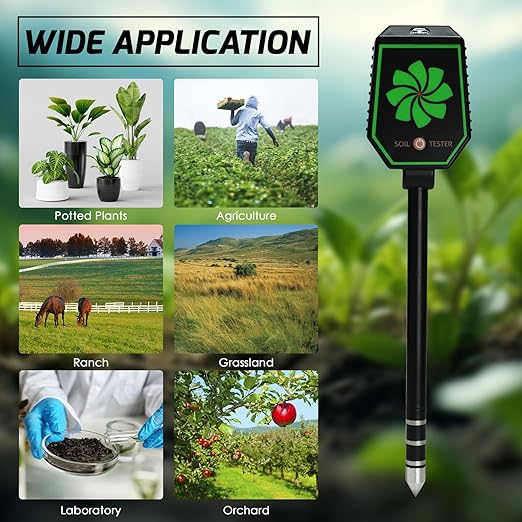 Soil Moisture Meter, 8-in-1 Bluetooth Soil Meter pH/EC/Fertility/Moisture/Salt/Light/Humidity/Temperature Monitoring with Data Logging and Calibration for Gardening, Farming, Indoor and Outdoor Plants