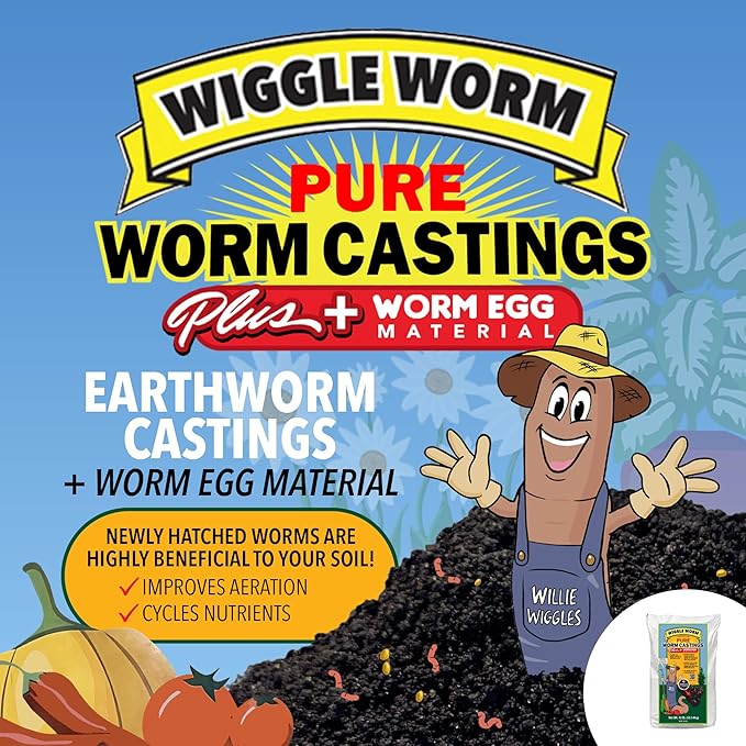 Combo Package - 4 Total 40-Pound Bags – Egg Material Raised Bed Soil Mix (3 Count) and Pure Worm Castings Plus Worm Egg Material Fertilizer and Amendment (1 Count)