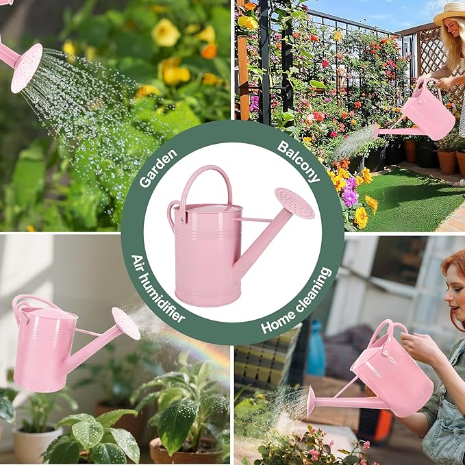 6.5L Metal Watering Can for Outdoor & Indoor Plants, Galvanized Steel Metal Water Can with Removable Spout, Movable Top Handle, Rust-Resistant Watering Pot for Garden, Lawn, Flowers