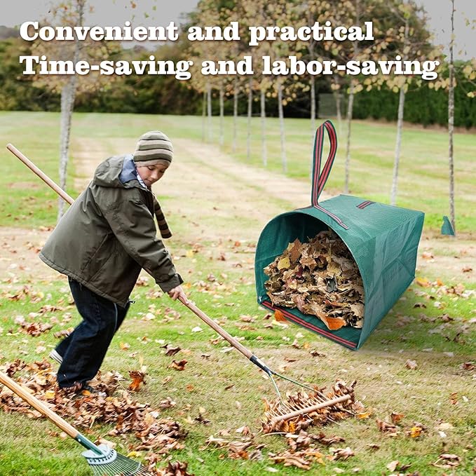 4-Pack Reusable Leaf Bags, 40-Gallon Collapsible Yard Waste Bags with Dustpan Design for Grass Clippings, Garden, Party, Laundry & Camping
