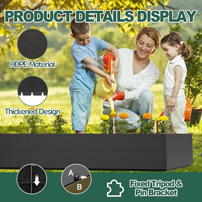 FONTOI Raised Garden Beds Outdoor, 4x4x2ft Divisible Elevated Planter Boxes Outdoor for Planting Plants Vegetables Flowers Herb Fruits, Planter Raised Beds for Gardening with Easy Assembly, Square