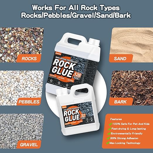 Rock Glue,26.59OZ 99% Stronger Bond Gravel Binder for Pea Gravel, Pebble&Stone-Stop Shifting, Reduce Mess, Strong Hold for Yards, Patios, Garden Walkways, Pet Safe Mulch Bond for Landscaping